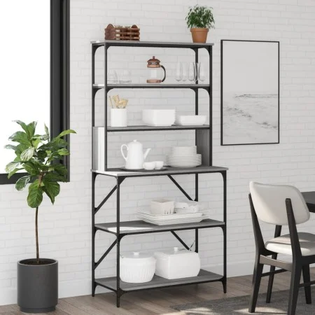 Küchenregal 6 Ebenen graues Sonomaholz 90x40x180 cm von , Behälter für Küchenutensilien - Ref: Foro24-834223, Preis: 107,81 €...