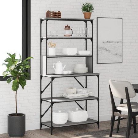 Küchenregal 6 Ebenen graues Sonomaholz 90x40x180 cm von , Behälter für Küchenutensilien - Ref: Foro24-834223, Preis: 109,55 €...
