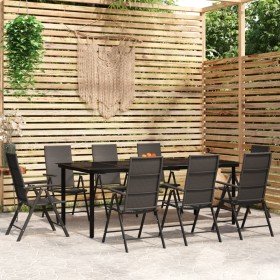 Juego de comedor para jardín 9 piezas negro en Conjuntos de jardín | Comprar online en Foro24