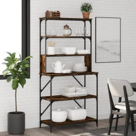 Küchenregal 6 Ebenen aus geräucherter Eiche 90x40x180 cm von , Behälter für Küchenutensilien - Ref: Foro24-834222, Preis: 97,...