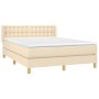 Box spring bed with cream fabric mattress 140x190 cm by , Beds and slatted bases - Ref: Foro24-3130590, Price: 419,97 €, Disc...
