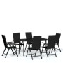 Juego de comedor para jardín 7 piezas negro