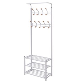 Clothes rack with shoe shelf 68x32x182.5 cm white by vidaXL, Hat and coat racks - Ref: Foro24-243727, Price: 74,72 €, Discoun...