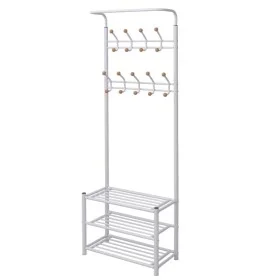 Clothes rack with shoe shelf 68x32x182.5 cm white by vidaXL, Hat and coat racks - Ref: Foro24-243727, Price: 67,95 €, Discoun...