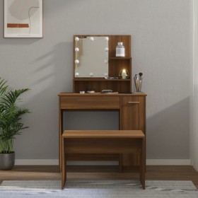 Brown Oak Plywood LED Vanity Set by , Bedroom Dressers - Ref: Foro24-3114122, Price: 118,54 €, Discount: %