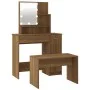Brown Oak Plywood LED Vanity Set by , Bedroom Dressers - Ref: Foro24-3114122, Price: 116,97 €, Discount: %