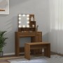 LED-Waschtischset aus braunem Eichensperrholz von , Schlafzimmerkommoden - Ref: Foro24-3114122, Preis: 118,42 €, Rabatt: %