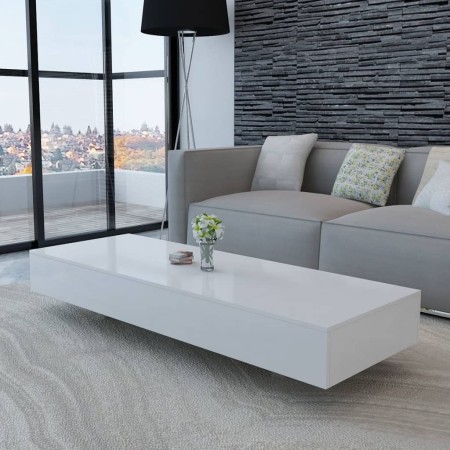 Glänzend weißer rechteckiger Couchtisch aus Fiberglas von vidaXL, Couchtisch - Ref: Foro24-244021, Preis: 141,44 €, Rabatt: %