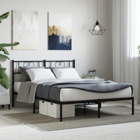Bettgestell mit schwarzem Metallkopfteil 140x190 cm von , Betten und Lattenroste - Ref: Foro24-355463, Preis: 106,58 €, Rabat...