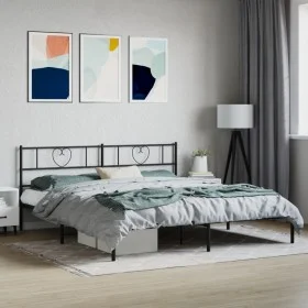 Bed frame with black metal headboard 183x213 cm by , Beds and slatted bases - Ref: Foro24-355468, Price: 105,95 €, Discount: %