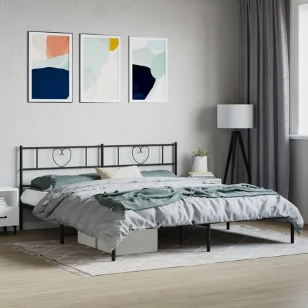 Bed frame with black metal headboard 183x213 cm by , Beds and slatted bases - Ref: Foro24-355468, Price: 105,95 €, Discount: %
