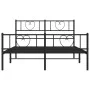 Black metal headboard and footboard bed frame 135x190 cm by , Beds and slatted bases - Ref: Foro24-355480, Price: 101,91 €, D...