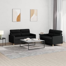 Sofa set with cushions 2 pieces black fabric by , Sofas - Ref: Foro24-3201572, Price: 393,32 €, Discount: %
