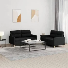 Sofa set with cushions 2 pieces black fabric by , Sofas - Ref: Foro24-3201572, Price: 400,49 €, Discount: %