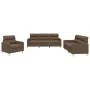 Sofa set with cushions 3 pieces brown fabric by , Sofas - Ref: Foro24-3201539, Price: 578,49 €, Discount: %