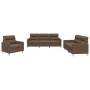 Sofagarnitur mit Kissen, 3-teilig, brauner Stoff von , Sofas - Ref: Foro24-3201539, Preis: 587,42 €, Rabatt: %