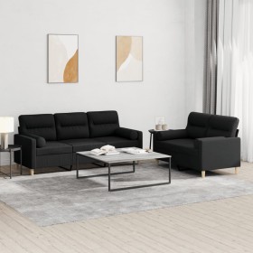 Sofa set with cushions 2 pieces black fabric by , Sofas - Ref: Foro24-3201620, Price: 510,97 €, Discount: %