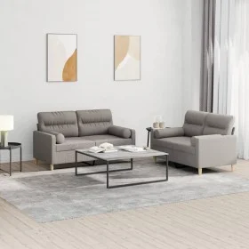 Sofa set with cushions 2 pieces taupe gray fabric by , Sofas - Ref: Foro24-3201591, Price: 463,30 €, Discount: %