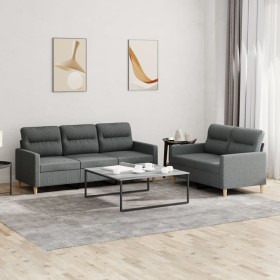 Sofa set with cushions 2 pieces dark gray fabric by , Sofas - Ref: Foro24-3201601, Price: 460,50 €, Discount: %