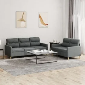 Sofagarnitur mit Kissen 2-teilig aus dunkelgrauem Stoff von , Sofas - Ref: Foro24-3201601, Preis: 469,15 €, Rabatt: %