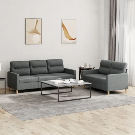 Sofa set with cushions 2 pieces dark gray fabric by , Sofas - Ref: Foro24-3201601, Price: 469,15 €, Discount: %