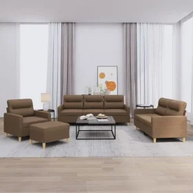 Sofa set with cushions 4 pieces brown fabric by , Sofas - Ref: Foro24-3201547, Price: 624,18 €, Discount: %