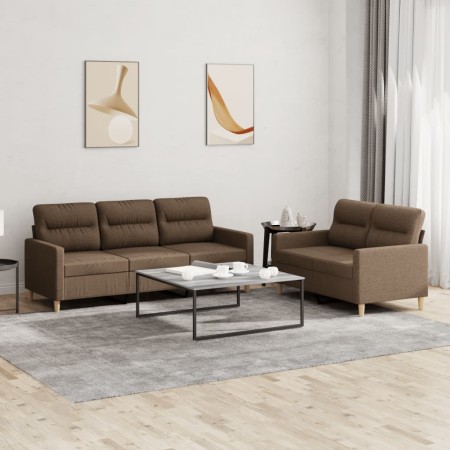 Sofa set with cushions 2 pieces brown fabric by , Sofas - Ref: Foro24-3201603, Price: 451,11 €, Discount: %