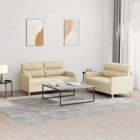 Juego de sofás con cojines 2 piezas tela crema de , Sofás - Ref: Foro24-3201570, Precio: 414,22 €, Descuento: %