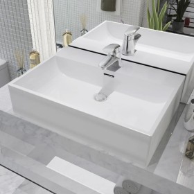 Keramikwaschbecken mit Hahnloch 60,5x42,5x14,5 cm weiß von vidaXL, Sinkt - Ref: Foro24-142347, Preis: 129,99 €, Rabatt: %