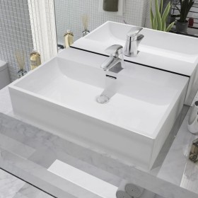 Lavabo con orificio para grifo cerámica 60,5x42,5x14,5 cm blanco