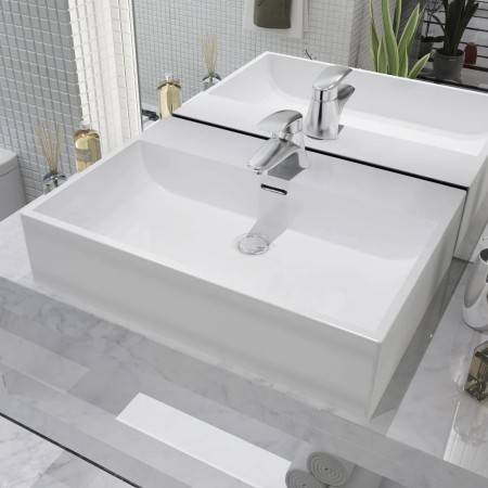 Keramikwaschbecken mit Hahnloch 60,5x42,5x14,5 cm weiß von vidaXL, Sinkt - Ref: Foro24-142347, Preis: 130,11 €, Rabatt: %