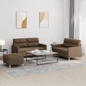 Sofa set with cushions 3 pieces brown fabric by , Sofas - Ref: Foro24-3201579, Price: 443,92 €, Discount: %