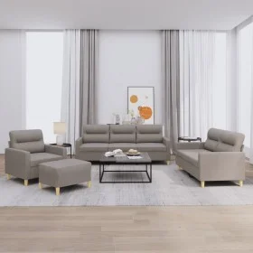 Sofa set with cushions 4 pieces taupe gray fabric by , Sofas - Ref: Foro24-3201551, Price: 672,34 €, Discount: %