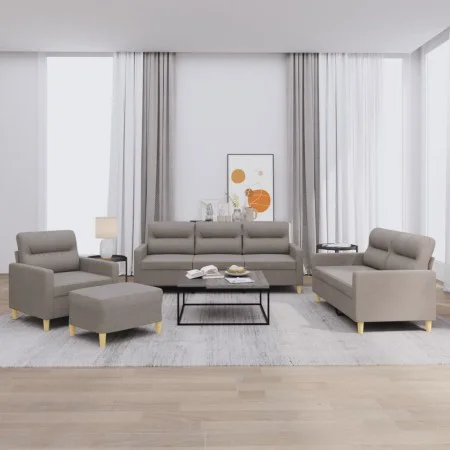 Sofa set with cushions 4 pieces taupe gray fabric by , Sofas - Ref: Foro24-3201551, Price: 672,34 €, Discount: %