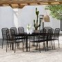 Juego de comedor de jardín 9 piezas negro en Conjuntos de jardín | Comprar online en Foro24
