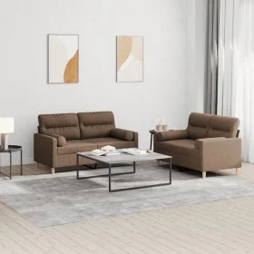 Sofa set with cushions 2 pieces brown fabric by , Sofas - Ref: Foro24-3201587, Price: 434,12 €, Discount: %