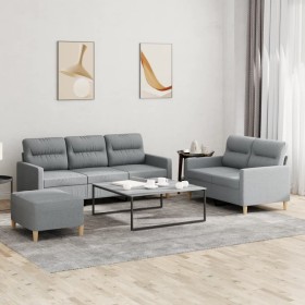 Sofa set with cushions 3 pieces light gray fabric by , Sofas - Ref: Foro24-3201608, Price: 515,53 €, Discount: %
