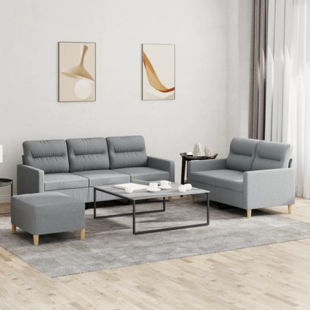 Sofa set with cushions 3 pieces light gray fabric by , Sofas - Ref: Foro24-3201608, Price: 515,77 €, Discount: %