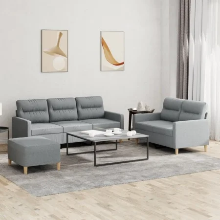 Sofa set with cushions 3 pieces light gray fabric by , Sofas - Ref: Foro24-3201608, Price: 505,18 €, Discount: %