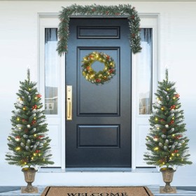 Set de decoración navideña para puerta 4 piezas PVC