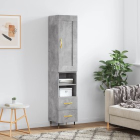 Aparador de madera contrachapada gris hormigón 34,5x34x180 cm de , Aparadores - Ref: Foro24-3200245, Precio: 101,51 €, Descue...
