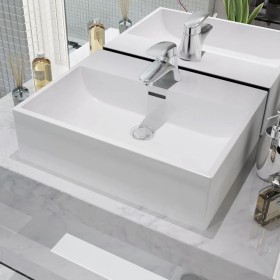Weißes Keramikwaschbecken mit Hahnloch 51,5x38,5x15 cm von vidaXL, Sinkt - Ref: Foro24-142346, Preis: 109,21 €, Rabatt: %