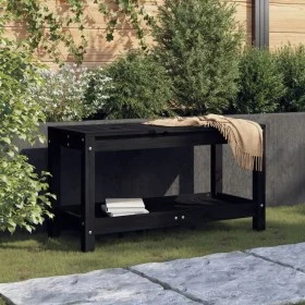 Solid black pine wood garden bench 82.5x35x45 cm by , garden benches - Ref: Foro24-832379, Price: 66,77 €, Discount: %