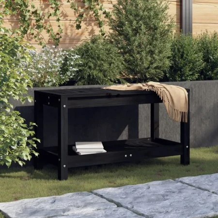 Gartenbank aus massivem schwarzem Kiefernholz, 82,5 x 35 x 45 cm von , Gartenbänke - Ref: Foro24-832379, Preis: 66,72 €, Raba...
