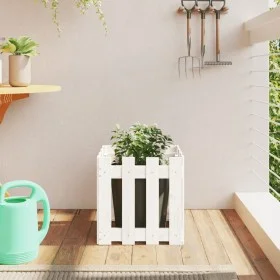 Fence design planter solid white pine wood 40x40x40 cm by , Pots and planters - Ref: Foro24-832448, Price: 24,76 €, Discount: %