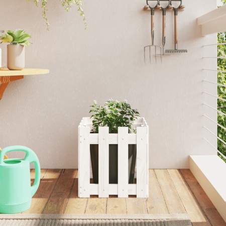 Jardinera diseño de valla madera maciza pino blanca 40x40x40 cm de , Maceteros y jardineras - Ref: Foro24-832448, Precio: 25,...