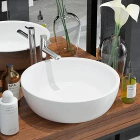Round white ceramic washbasin 42x12 cm by vidaXL, Sinks - Ref: Foro24-142341, Price: 62,46 €, Discount: %