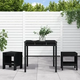 Garden table and chairs 3 pieces solid black pine wood by , Garden sets - Ref: Foro24-3157707, Price: 166,25 €, Discount: %