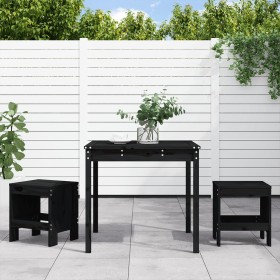 Mesa y sillas de jardín 3 piezas madera maciza de pino negro
