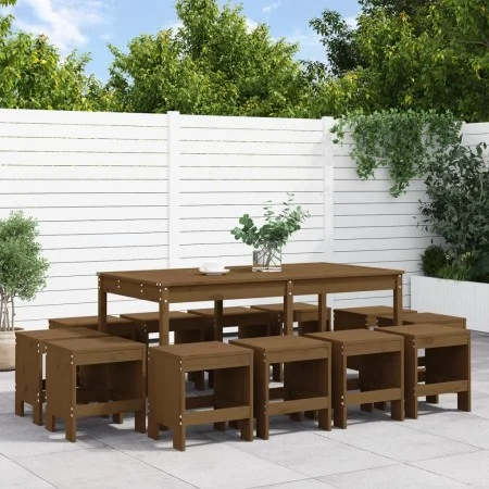 Set de comedor de jardín 13 pzas madera maciza pino marrón miel de , Conjuntos de jardín - Ref: Foro24-3157724, Precio: 624,4...